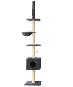 i.Pet Cat Tree 260cm Tower Scratching Post Scratcher Floor to Ceiling Cats Bed Dark Grey