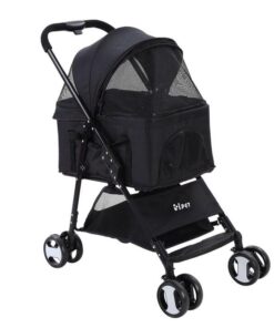 i.Pet Pet Stroller Dog Pram Cat Carrier Travel Large Pushchair Foldable 4 Wheels Black