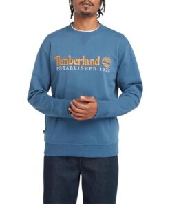 Men's Established 1973 Embroidered Logo Crew Neck Sweatshirt Blue