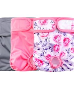 Rooster Farms Female Dog Diapers Small 3Pk - Washable Reusable Nappies Hook/Loop