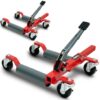 T-REX 1180kg Set of 2 Vehicle Positioning Jacks, Mechanical Ratcheting Foot Pedal Wheel Dolly For Auto Car Moving
