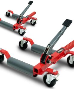 T-REX 1180kg Set of 2 Vehicle Positioning Jacks, Mechanical Ratcheting Foot Pedal Wheel Dolly For Auto Car Moving