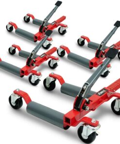 T-REX 2360kg Set of 4 Vehicle Positioning Jacks, Mechanical Ratcheting Foot Pedal Wheel Dolly For Auto Car Moving