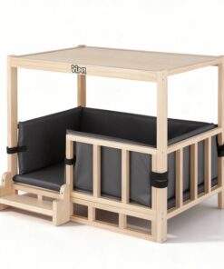 i.Pet 2in1 Dog Kennel Crate Furniture Grey Bedding Wooden House Indoor