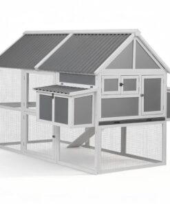 i.Pet Chicken Coop Large Outdoor Rabbit Hutch Chook House Hatch Box With Run Grey White