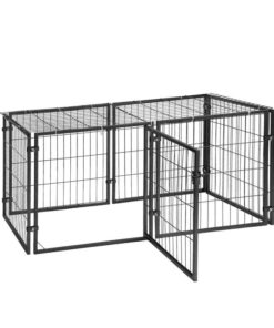 i.Pet Large Dog Crate Cage Playpen 129cm Puppy Pen Pet Enclosure Black