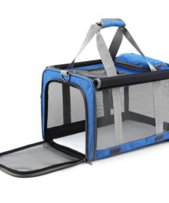 i.Pet Pet Carrier Bag Foldable Dog Cat Durable Crate Travel Cage Portable Car Kennel Blue