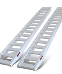BULLET Pair of 3.8m Aluminium Loading Ramps, 4000kg Total Capacity, Heavy-Duty, 80cm Max Height, Safety Pin, for Car, 4x4, Ride on Mower, ATV, Mini Ex
