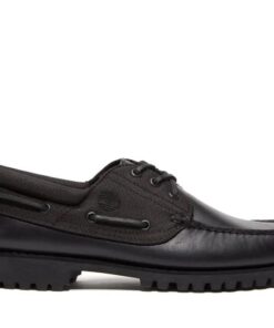 Men's Timberland Authentic Handsewn 3-Eye Boat Shoe Black 8 US Mens
