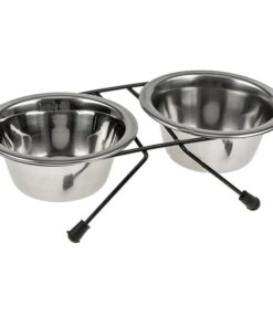 2 x Sets Small Portable Dog Cat Steel Pet Bowl Water Bowls Feeder