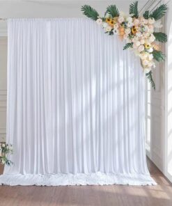 Large 3×3 m White Wedding Backdrop Curtains for Baby Shower and Birthday Decor
