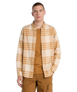 Men's Midweight Flannel Check Shirt Orange