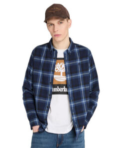 Men's Midweight Flannel Checkered Shirt Blue
