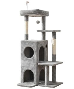 i.Pet Cat Tree Tower 127cm Scratching Post Furniture Scratcher House Light Grey