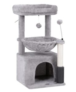 i.Pet Cat Tree Tower 82cm Scratching Post Furniture Scratcher House Light Grey