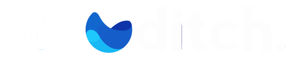 Heavy machinery building a dam at Big Ditch Dam Building Company.