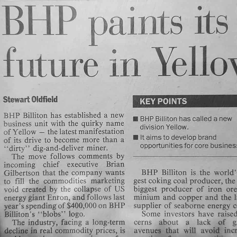 BHP Yellow division focuses on energy and mining projects.