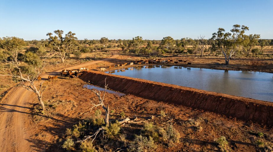 Aquatecture water management infrastructure in rural landscape.