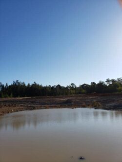 Heavy machinery for dam construction at Big Ditch Dam Building Company site.